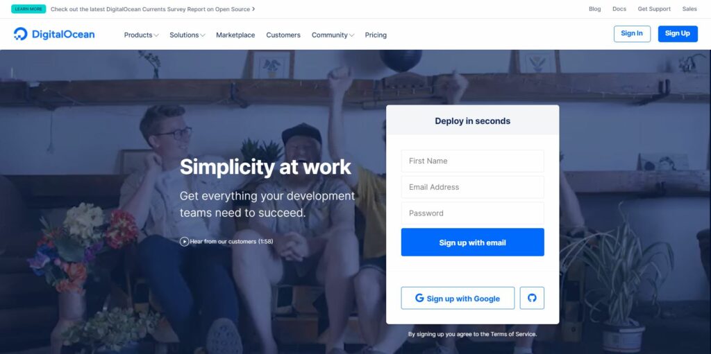 DigitalOcean Homepage