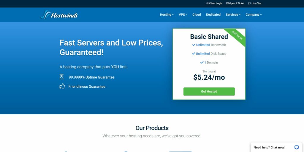 Hostwinds Homepage