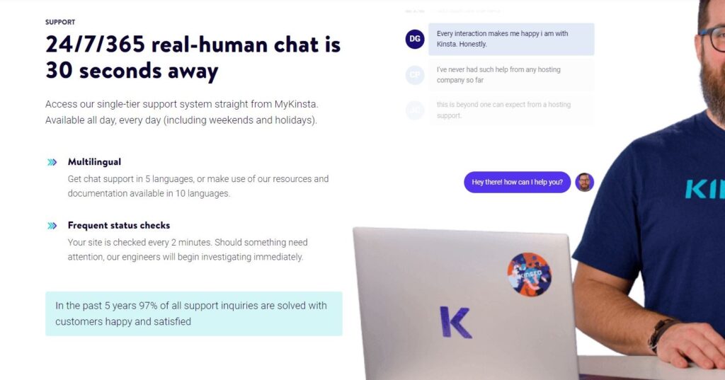 Kinsta good customer support